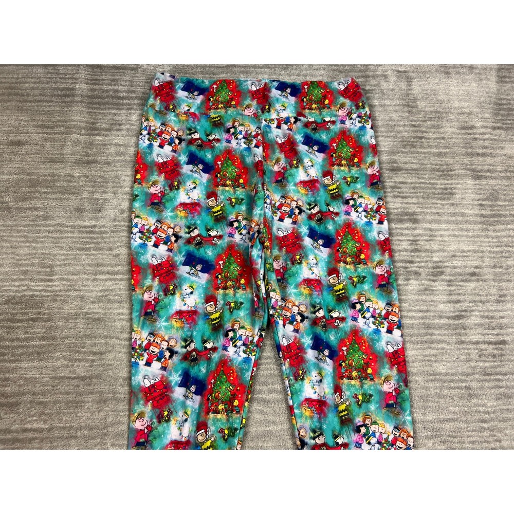 LuLaRoe Leggings Womens TC2 Multicolor Peanuts Christmas Snoopy Holiday Stretch - Picture 2 of 11